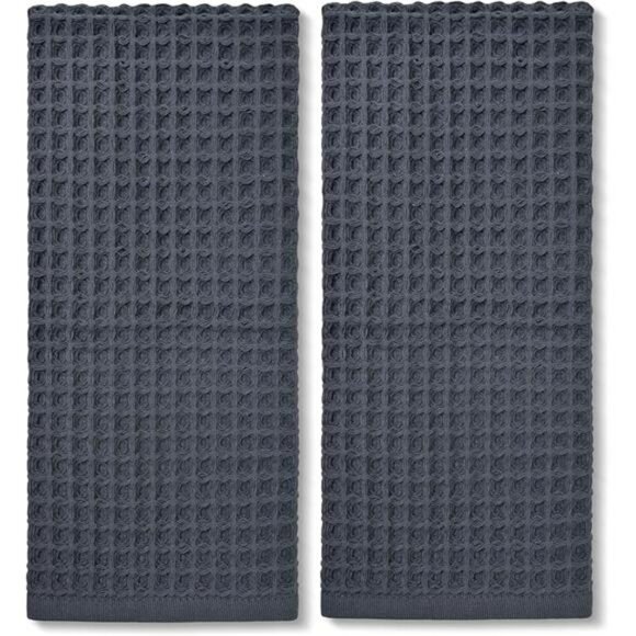 Waffle Hand Towels Set 2 Pack Cotton Quick Dry Lint Free Bathroom Kitchen Face - Picture 8 of 8